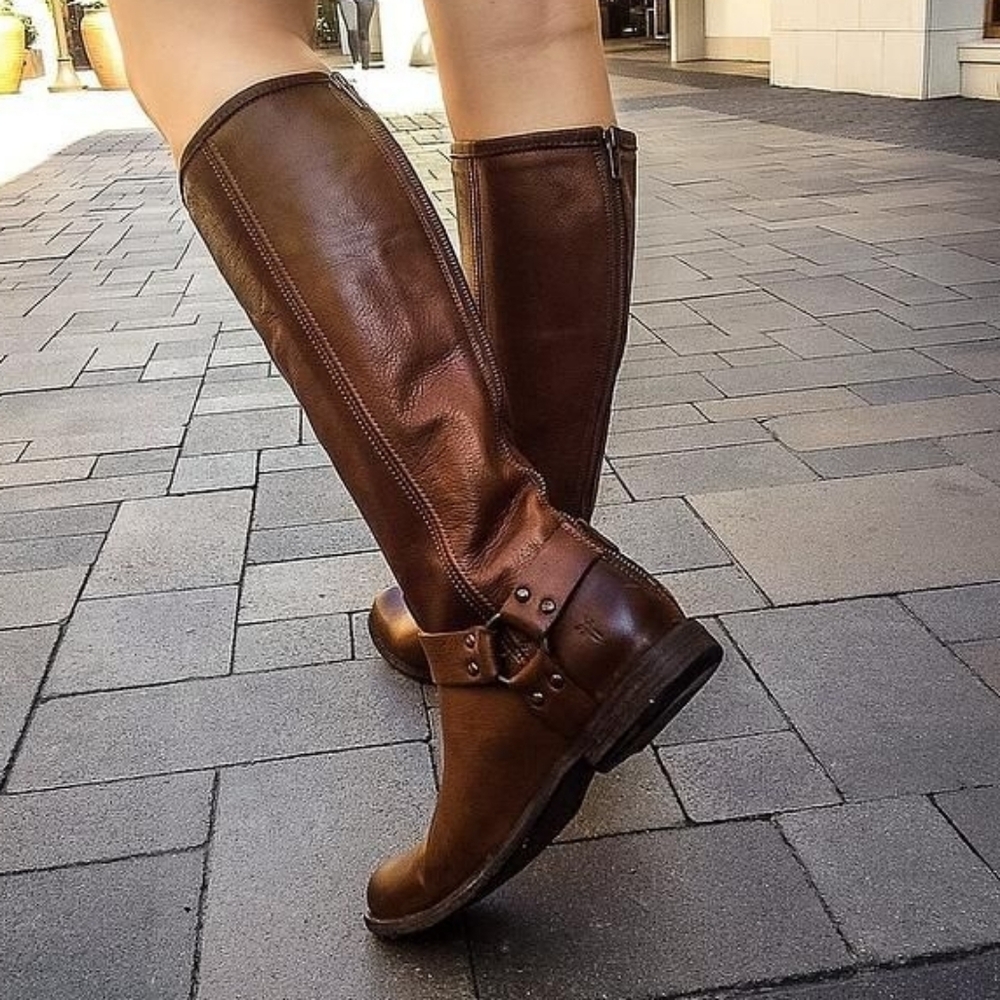 Frye Chestnut Leather  Knee High Boots